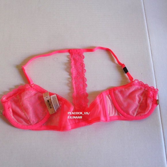 Victoria Secret Dream Angels Unlined Demi Bra 32D Front Close T-back Hot Pink - Picture 6 of 7